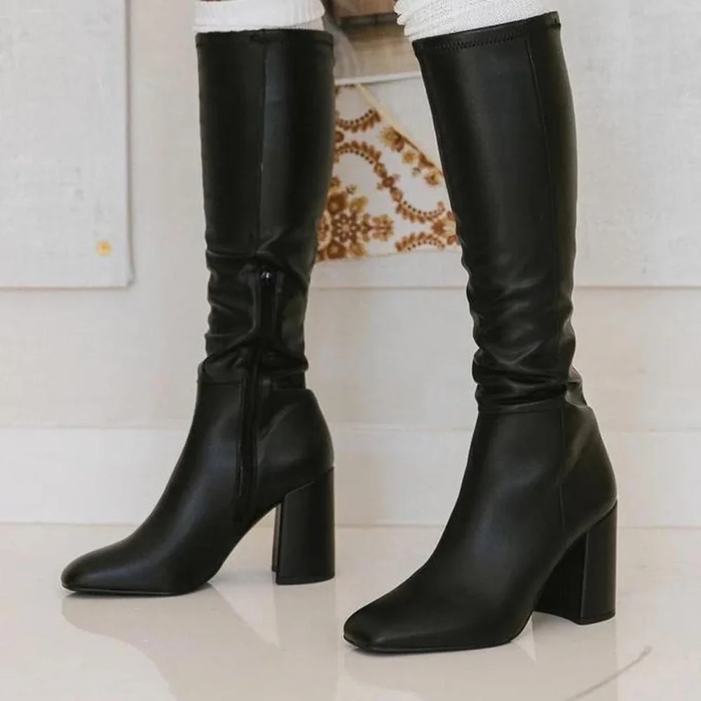 Steve Madden Black Heeled Boots - Picture 2 of 5